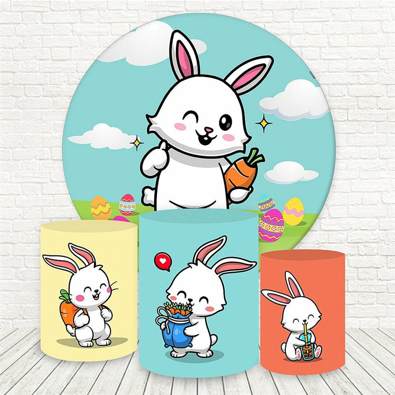 Lofaris Rabbit Carrot Round Easter Backdrop Kit For Party