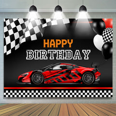 Lofaris Racing Car Theme Balloons Black Happy Birthday Backdrop