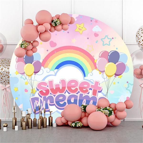Lofaris Rainbow And Ballon Round Sweet Dream Birthday Backdrop