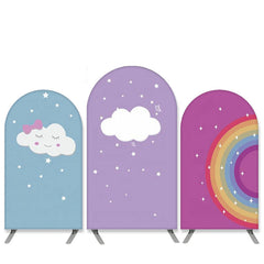 Lofaris Rainbow And Cloud Theme Purple Blue Arch Backdrop Kit