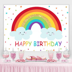 Lofaris Rainbow and Clouds Happy Birthday Backdrop for Kids
