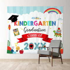 Lofaris Rainbow And Colorful Kindergarten Graduation 2022 Backdrop