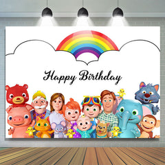 Lofaris Rainbow Cartoon Party Decor Backdrop for Birthday