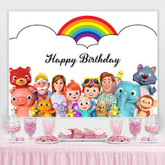 Lofaris Rainbow Cartoon Party Decor Backdrop for Birthday