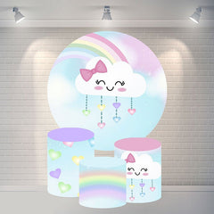 Lofaris Rainbow Cloud Circle Happy Birthday Backdrop For Party