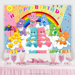 Lofaris Rainbow Color Cartoon Bear Kid Birthday Backdropp