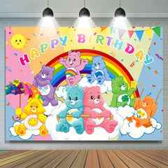 Lofaris Rainbow Color Cartoon Bear Kid Birthday Backdropp