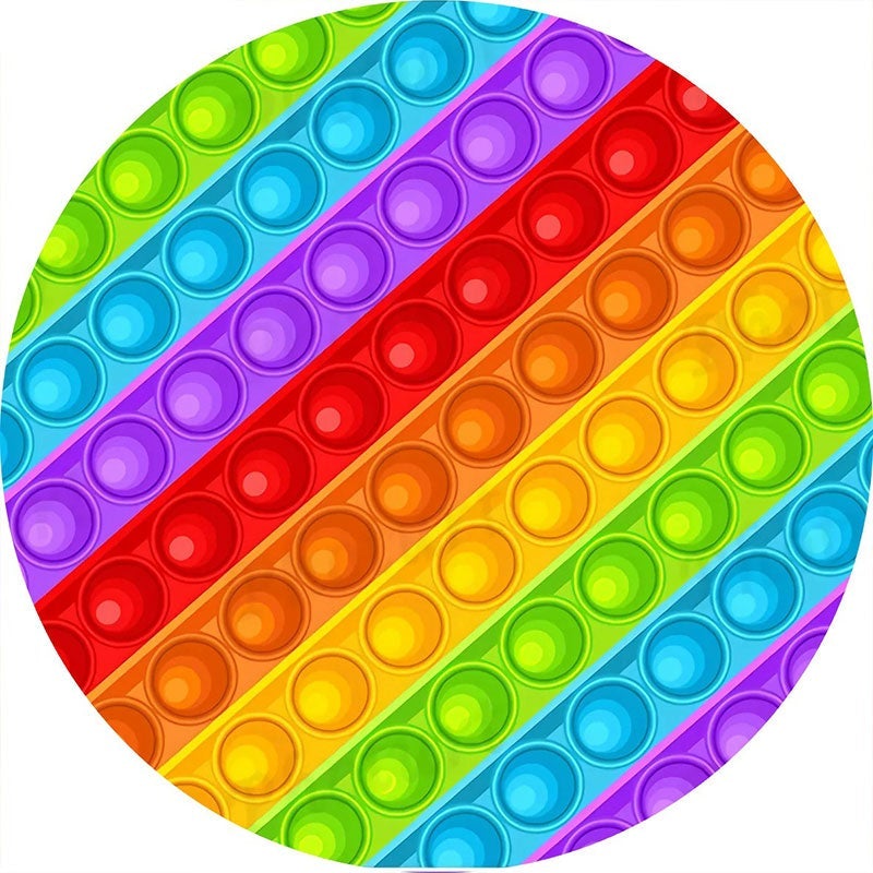Lofaris Rainbow Color Pop It Birthday Party Round Backdrops