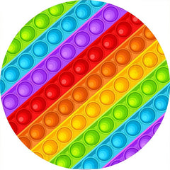Lofaris Rainbow Color Pop It Birthday Party Round Backdrops