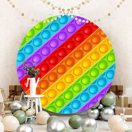 Lofaris Rainbow Color Pop It Birthday Party Round Backdrops