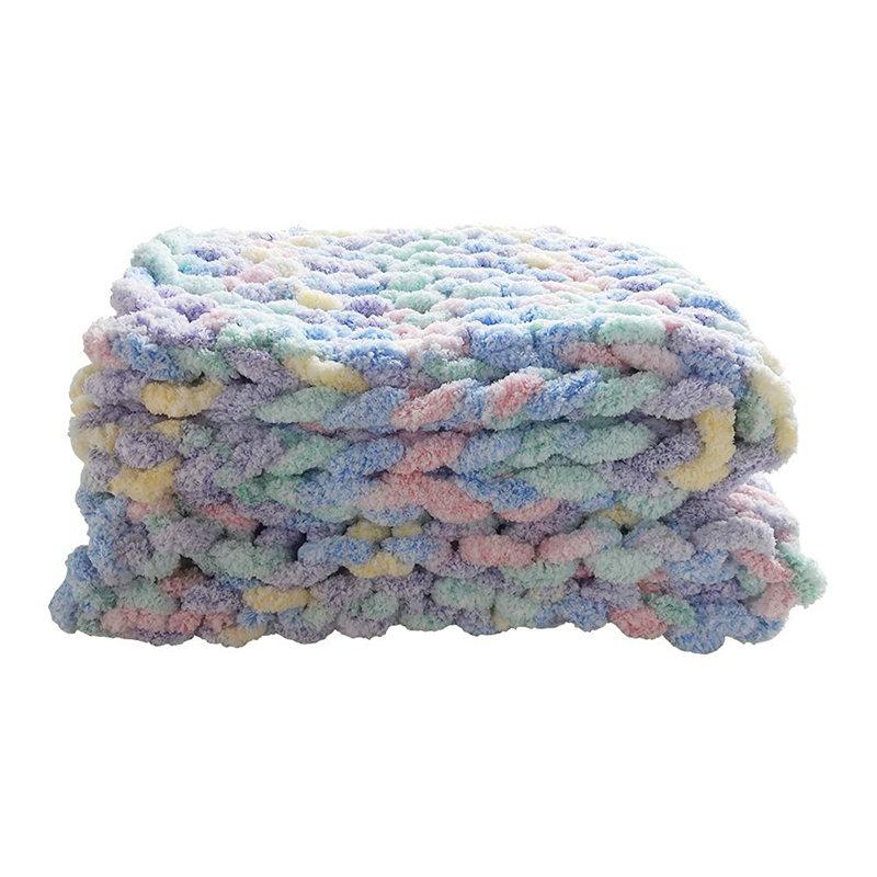 Lofaris Rainbow Color Queen Size Comfortable Warm Chunky Knit Blanket