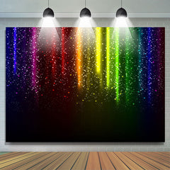 Lofaris Rainbow Colored Glitter Bokeh Black Dance Backdrop