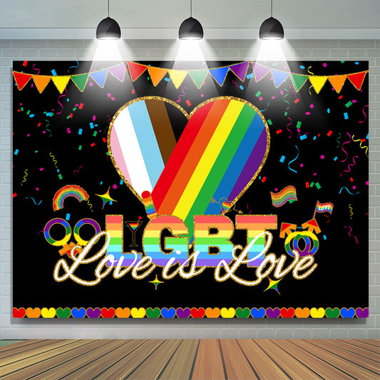 Lofaris Rainbow Heart Love Is Lgbt Black Dance Backdrop