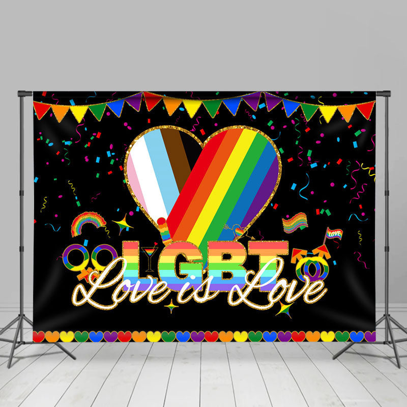Lofaris Rainbow Heart Love Is Lgbt Black Dance Backdrop