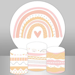 Lofaris Rainbow Heart Simple Birthday Round Backdrop Kit