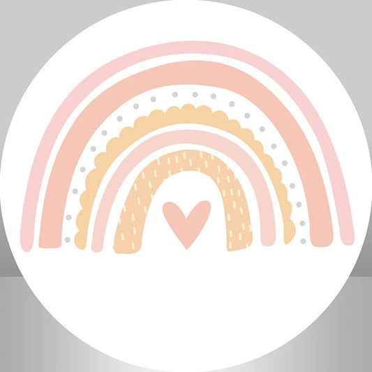 Lofaris Rainbow Heart Simple Birthday Round Backdrop Kit
