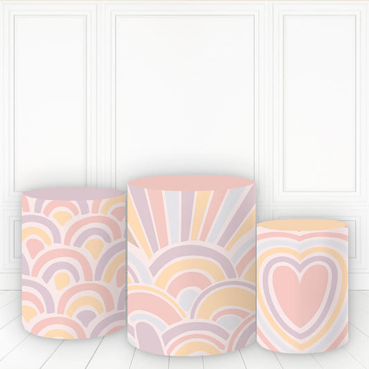 Lofaris Rainbow Heart Theme Plinth Cover Birthday Cake Table