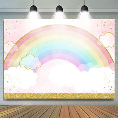 Lofaris Rainbow Watercolor Cloud Backdrop for Baby Shower