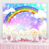 Load image into Gallery viewer, Lofaris Rainbow White Clouds Baby Shower Backdrop For Party