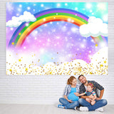 Load image into Gallery viewer, Lofaris Rainbow White Clouds Baby Shower Backdrop For Party