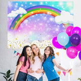 Load image into Gallery viewer, Lofaris Rainbow White Clouds Baby Shower Backdrop For Party