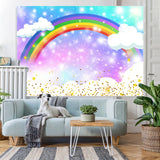 Load image into Gallery viewer, Lofaris Rainbow White Clouds Baby Shower Backdrop For Party