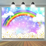 Load image into Gallery viewer, Lofaris Rainbow White Clouds Baby Shower Backdrop For Party