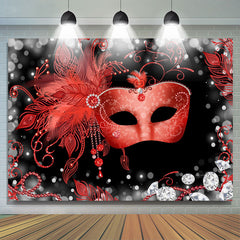 Lofaris Red And Black Glitter Masquerade Dance Party Backdrop
