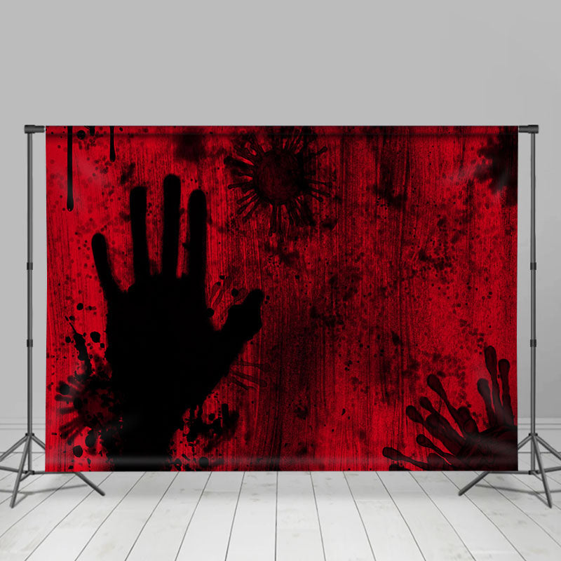 Lofaris Red and Black Scary Handprint Halloween Party Backdrop