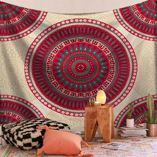 Lofaris Red And Gold Bohemian Abstract Divination Wall Tapestry