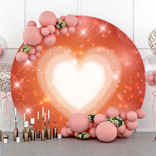 Lofaris Red And Love Bokeh Glitter Round Valentines Backdrop