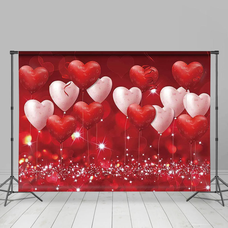 Lofaris Red And Pink Ballons Bokeh Glitter Valentines Backdrop