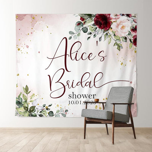 Lofaris Red And Pink Floral Glitter Bridal Shower Backdrop