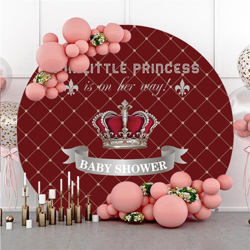 Lofaris Red And Silver Princess Baby Shower Circle Backdrop