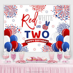 Lofaris Red And White Balloons Spark 2nd Birthday Backdrop