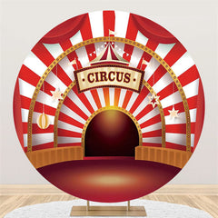 Lofaris Red And White Circus Round Birthday Party Backdrop