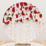 Load image into Gallery viewer, Lofaris Red And White Floral Round Wedding Scenes Backdrop