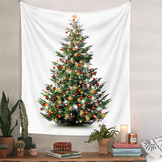 Lofaris Red Bauble Christmas Tree Sparkle Deco Wall Tapestry