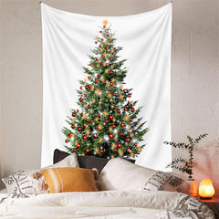 Lofaris Red Bauble Christmas Tree Sparkle Deco Wall Tapestry