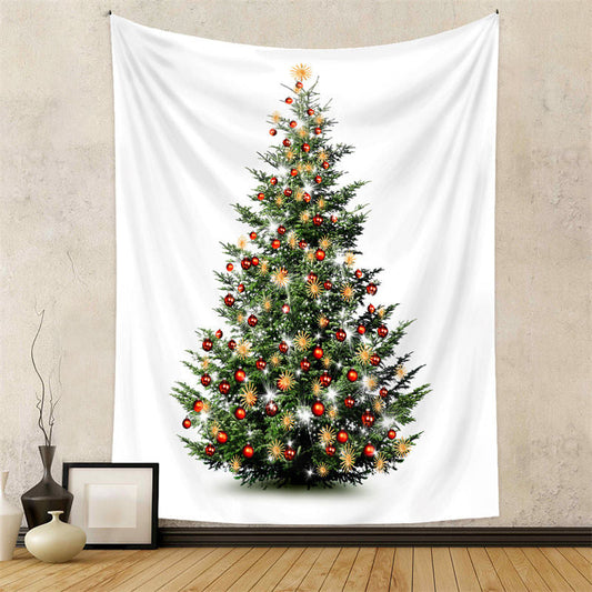 Lofaris Red Bauble Christmas Tree Sparkle Deco Wall Tapestry