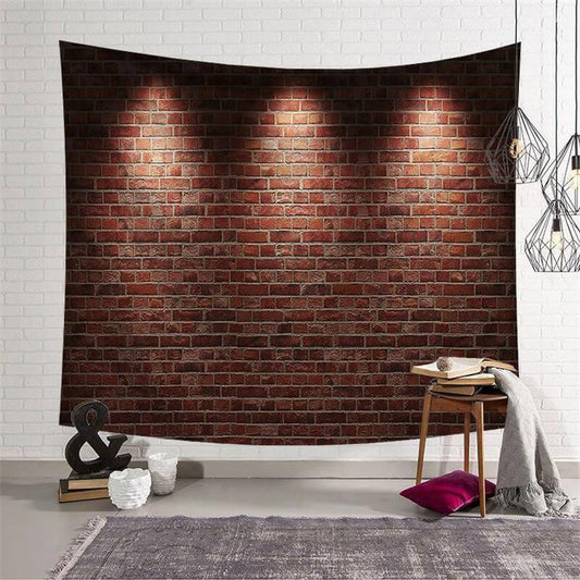 Lofaris Red Black Brick Architecture Geometric Wall Tapestry