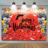 Load image into Gallery viewer, Lofaris Red Bokeh Yellow And Black Balloon Halloween Backdrop