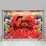 Load image into Gallery viewer, Lofaris Red Bokeh Yellow And Black Balloon Halloween Backdrop
