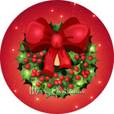 Load image into Gallery viewer, Lofaris Red Bow And Winter Berries Circle Christmes Backdrop