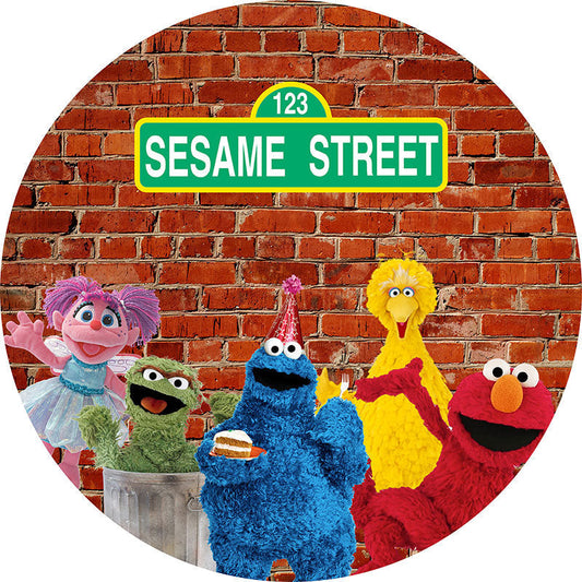 Lofaris Red Bricks And Plush Toy Round Happy Birthday Backdrop