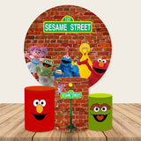 Load image into Gallery viewer, Lofaris Red Bricks And Plush Toy Round Happy Birthday Backdrop Kit