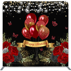 Lofaris Red Butterfly Balloons Double-Sided Backdrop for Birthday