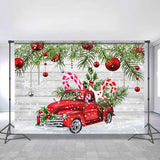Load image into Gallery viewer, Lofaris Red Car And Chrismas Party Ball Glitter Wood Backdrop