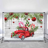 Load image into Gallery viewer, Lofaris Red Car And Chrismas Party Ball Glitter Wood Backdrop
