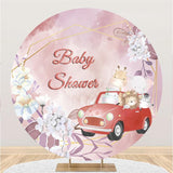 Load image into Gallery viewer, Lofaris Red Car And Floral Round Animal Baby Shower Backdrop